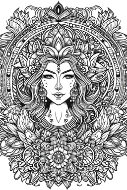 Outline art for vintage tattoo coloring pages, white background, only use outline, mandala style, clean line art, no shadows and clear and well