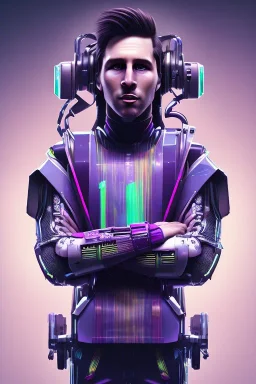 messi cute cyberpunk, purple tones, high lighting