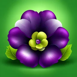 Create purple flower pansy and green background