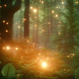 fireflies flying in the forest, ultra realistic, ultra highly detailed, shiny, smooth, studio quality, octane render, polaroid,--ar 1:1 --v4