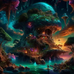 Island of Dr. Moreau, Epic cinematic brilliant stunning intricate meticulously detailed dramatic atmospheric maximalist digital matte painting 8k resolution holographic astral cosmic illustration mixed media by Pablo Amaringo, sinister fauna.