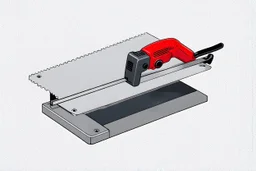 rectangle with table saw blade coming out of top, flat vector