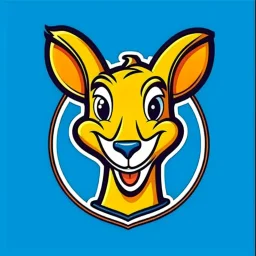 Kangaroo Mascot Logo in the style of 1997 pop culture and with a fancy and professional look to it.