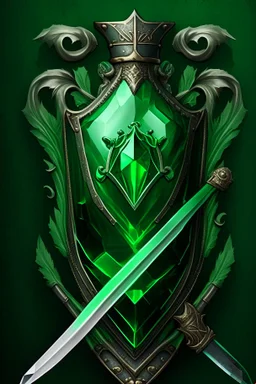 The crest for the Emerald Alliance is a green emerald gemstone with a sword piercing through it. This would represent the city of Emerald Bay and the adventurers who helped protect it.