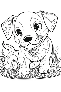 outline art for Puppy (Dog) coloring pages with sitch, white background, Sketch style, full body, only use outline, toddlers style, clean line art, white background, no shadows and clear and well outlined.