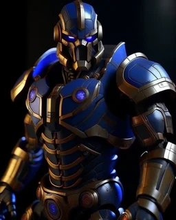 A brave robo thanos warrior with leather and metal combat clothes robotic metal with Chafee robo fighter dark