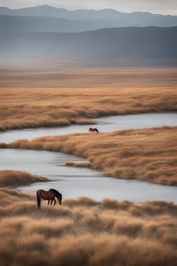 On the opposite side of the lake, a group of wild mustangs grazed peacefully, their manes billowing in the wind. Their untamed beauty embodied the spirit of the West, their sleek bodies reflecting the strength and resilience required to survive in this harsh and untamed land. As Scarlett approached the water's edge, she noticed a lone cowboy perched on a weathered fence post, his worn hat tilted low over his eyes. His weather-beaten face bore the marks of countless days spent under the relentles