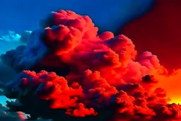 Clouds in the sky colored like blood, beautiful, surreal, haunting