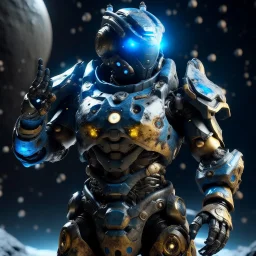 A battle suit made of galaxies and stars with a glove that has seven endless stones Battle armor from the extract of galaxies