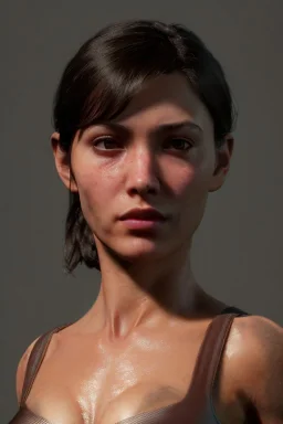 Ultra Realistic image, 25 years old brunette woman, Madrid, portrait, small stature, s size body, small chest, yakuza body tattoo, vibrant color, highly detailed, art stations, concept art, smooth, unreal engine 5, god rays, ray tracing, RTX, lumen lighting, ultra detail, volumetric lighting.