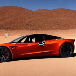 Tesla roadster with desert camouflage