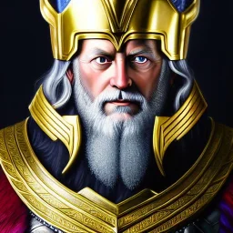 ultra detailed fullbody Portrait in oil on canvas of old Odin with asgardian Golden armor ,extremely detailed digital painting, extremely detailed face,crystal clear Big eyes, mystical colors ,perfectly centered image, perfect composition,rim light, beautiful lighting, 8k, stunning scene,extremely sharp detail, finely tuned detail, ultra high definition raytracing, in the style of robert e howard and pablo oliveira and Ken Kelley and Ohrai Noriyoshi and Simon Bisley