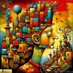 Create a surreal image that represents, in a creative way, the following concept: 'It's A Lucky Man Who's Happy With His Place In Life.' Surreal composition, in style by Richard Burlet and Esao Andrews Modifiers: fantasy very attractive beautiful imperial colors crisp quality colourful Jacek Yerka acrylic art pencil sketch Pop Art Paul Klee Banksy Pablo Picasso Esao Andrews Jan Vermeer abstract expressionism semolina pilchard dmt puff