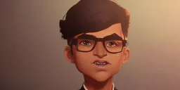 hansome brown indian kid wearing glasses and a tux