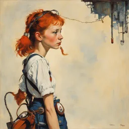 [art by Norman Rockwell] This is an adult Pippi Longstocking we're talking about. She's faced with grown-up challenges, complexities, and responsibilities.So, I envision a psychological thriller. A twisty tale where grown Pippi Longstocking finds herself entangled in a web of intrigue and danger. She is now a woman with a past, haunted by her own demons.In this story, Pippi becomes entangled in a world reminiscent of World War II. An occupied town, filled with secrets and shadows. She stumbles u