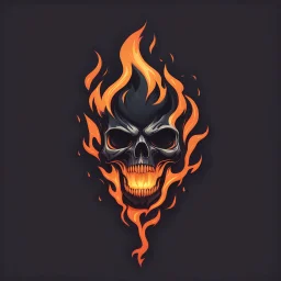 minimalistic burning screaming skull flame cyberpunk logo