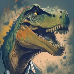 Dinosaur, T-rex, Comic style, portrait