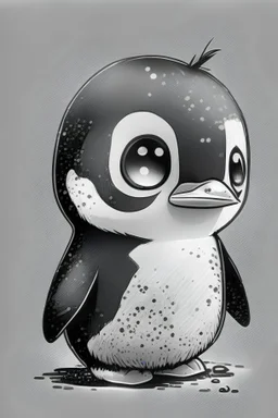 chibi penguin with balestra style black and white