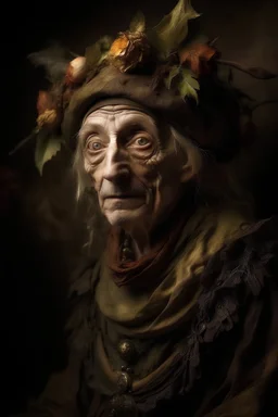 Portrait a dead autum elf eladrin in rembrandt style