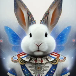 white platinum rabbit with blue third aye and butterfly wings, aboriginal, dot painting, indiginous, dot, mud, dream-time, abstract, dots, natural pigment, extremely sharp detail, finely tuned detail, ultra high definition, 8 k, unreal engine 5, ultra sharp focus, art germ and Paul Lewin and Kehinde Wiley