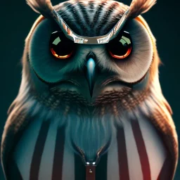 Badass Owl, macro lens blur, photorealistic,studio lighting, sharp focus, unreal engine