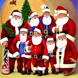 art by thomas kincaid, 5 person puerto riccan Santa Claus team