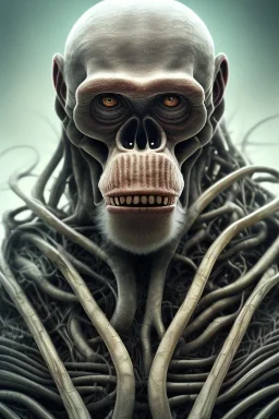 running ape, full body, 8k, site, finely detailed, photo realistic, HR Giger style