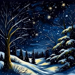 christmas starry night snow