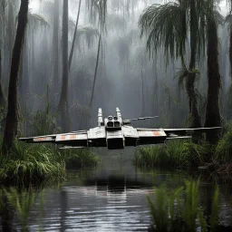 the iconic scene of Luke's x-wing in the swamp