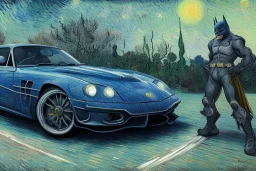 Batmans car painted by vincent van gogh