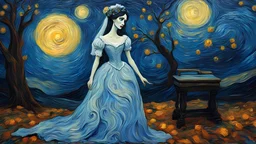 the corpse bride, oil paint, Van Gogh style