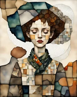 Weathering the storm, stone texture patchwork, watercolor and ink, intricate, elegant, Egon Schiele, Annigoni, Catrin Welz-Stein, debeh