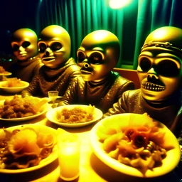 Close-up odd polaroid shot of ultra realistic dine, vivid, ultra realistic odd organs, hypermaximalist figures, light, 1970's odd movie, sinister, Minicavio Quollati style, photography by Marlost Endgulp, ornate, 4k, photorealism