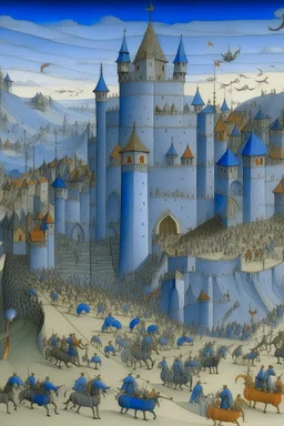 A gray kingdom in a chaotic dimension painted by the Limbourg brothers