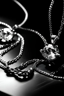 crisis diamond silver necklaces placed on a black and white background