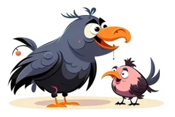 cartoon raven and pig playing