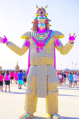 10,000 nerds worshipping giant lord of nerd at burning man festival in the style of hiroku ogai