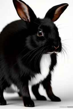 Thick black rabbit. Photograph.