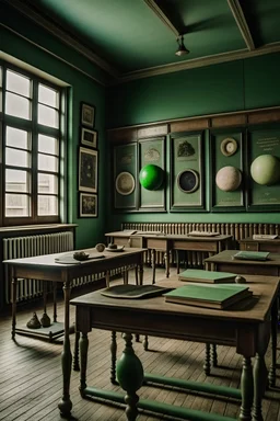 Classroom aesthetic, vintage, mysterious, hyper realism group chat cover picture logos. With frames.