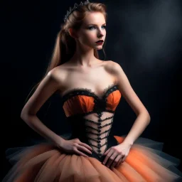 Model with corset, tulle skirt