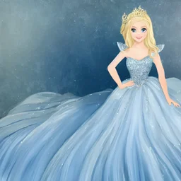 Uma princesa de cabelo loiros com um vestido muito lindo de olhos azuis pintura Ultra realista