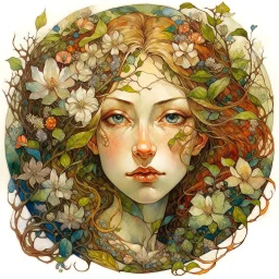 The faces you see in a spring forest... Modifiers: ethereal acrylic art abstract surreal Arthur Rackham Art Nouveau celestial Didier Lourenço Catrin Welz-Stein warm light fractured debeh