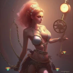 cute dancing lady pirates, blurred background with machine with gears and ropes, book cover, fantasy art, sketch, movie poster, mirrors