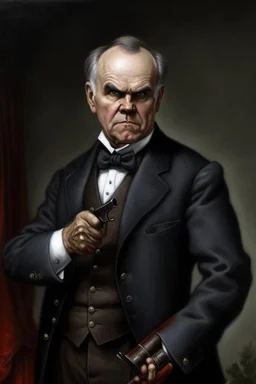 President William McKinley painted as werewolf with gun to head