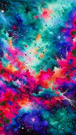 nebula, stars, abstract painting, watercolor, aqurelle, full color, 8k resolution, splashed, varied brushstrokes