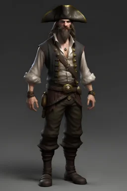 pirate, realistic style, full figure frontal view, no beard and no hair