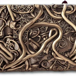 fantasy, digital art, scroll holder, object, bounded by chains, metallic, dark metal, ruby encrustations, massive, engravings