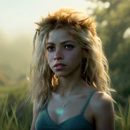 Shakira, artist, Realistic image, waist up portrait. perfect eyes, glow, circle iris. concept art, smooth, unreal engine 5, god lights, ray tracing, RTX, lumen lighting, ultra detail, volumetric lighting, 3d, finely drawn, high definition, 4k.