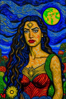 Wonder Woman as painted by Van Gogh
