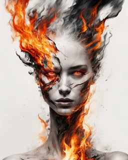 art, abstract, human, burning edges, (intense and emotional visual experience:1.5), (captivating and fiery ambiance:1.3), (dramatic and captivating essence:1.2), (fiery details:1.3), white background